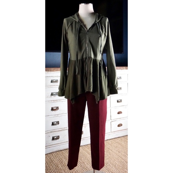 Anthropologie Sasha Button Fly Wine Trousers New 4 - Picture 14 of 16